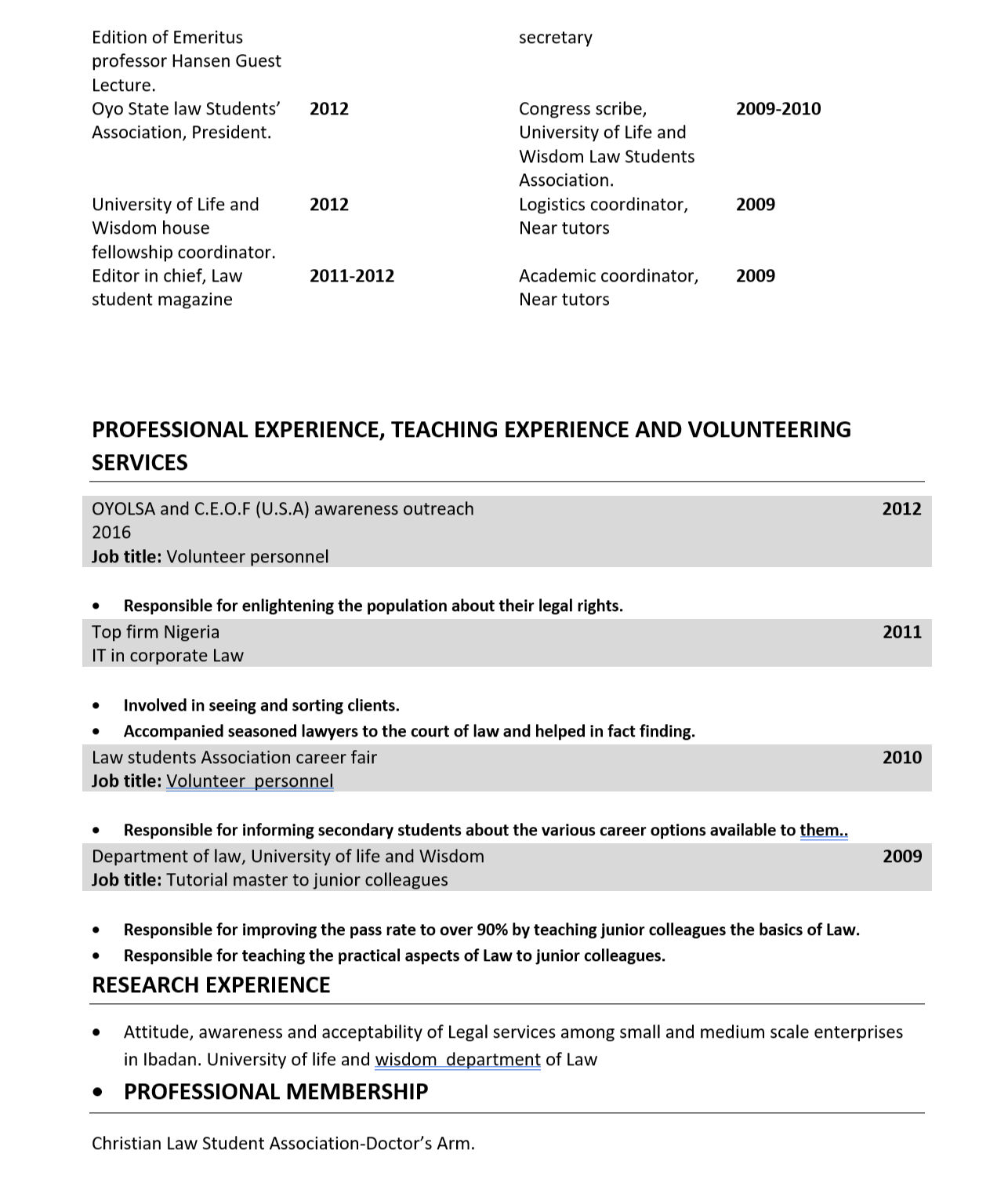 CURRICULUM VITAE - Africanadmissionmentor